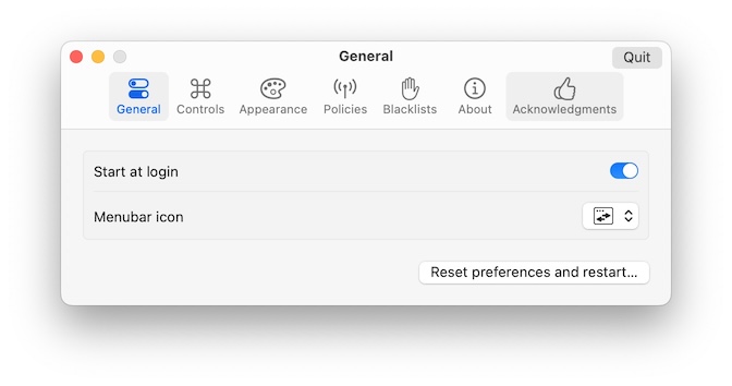 Screenshot: General preferences